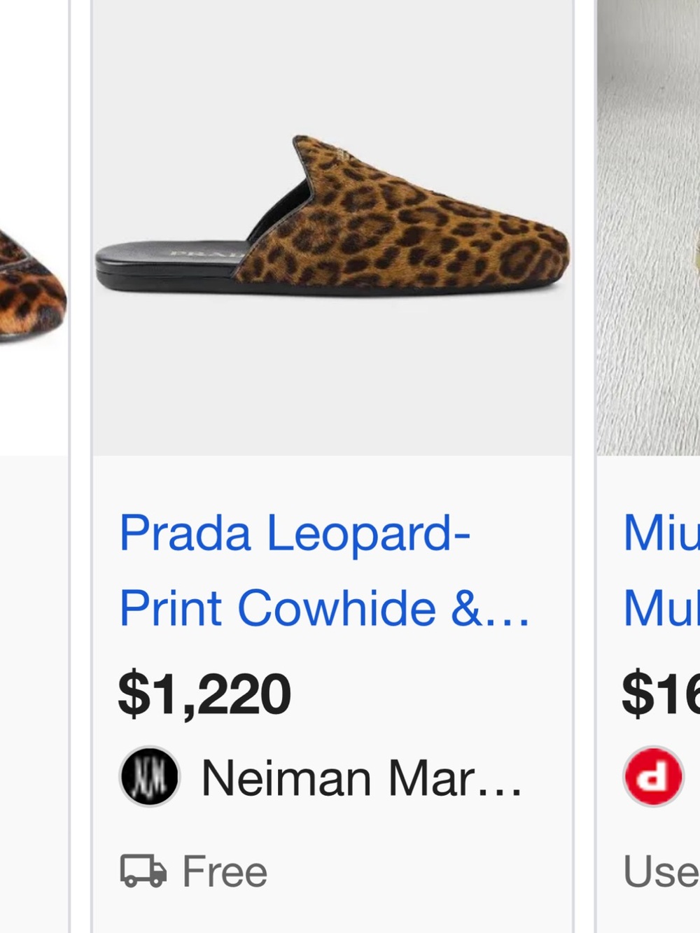 Prada Leopard-Print Slip-On Mules - Tan/Black - Picture 6 of 6